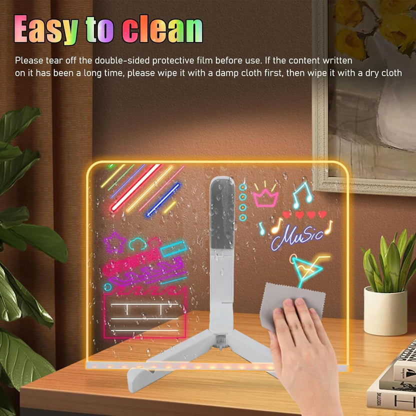 Led Creative Board With Colors, Light Up Acrylic Message Board, Glowing Acrylic Dry Erase Board With Light