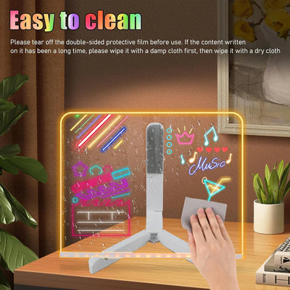 Led Creative Board With Colors, Light Up Acrylic Message Board, Glowing Acrylic Dry Erase Board With Light