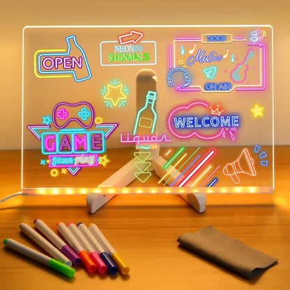Led Creative Board With Colors, Light Up Acrylic Message Board, Glowing Acrylic Dry Erase Board With Light