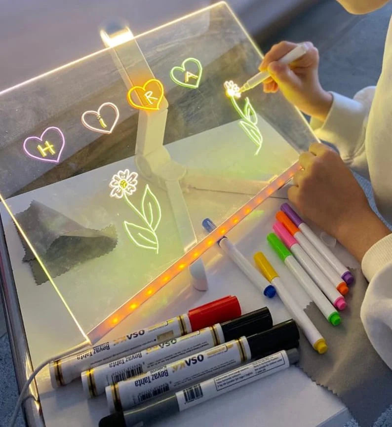 Led Creative Board With Colors, Light Up Acrylic Message Board, Glowing Acrylic Dry Erase Board With Light