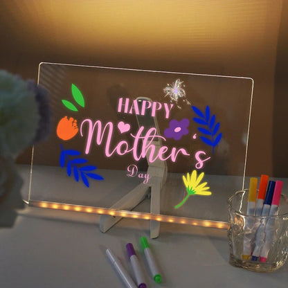 Led Creative Board With Colors, Light Up Acrylic Message Board, Glowing Acrylic Dry Erase Board With Light